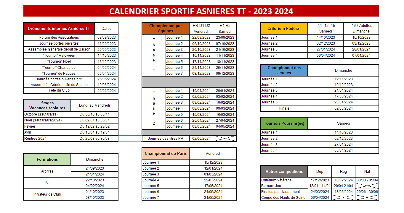 calendrier sportif asnières tt 2023 2024
